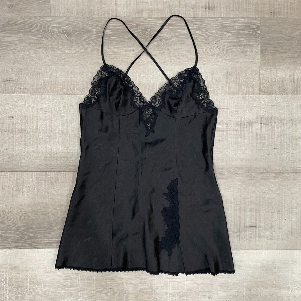 Black Satin Frederick's Slip